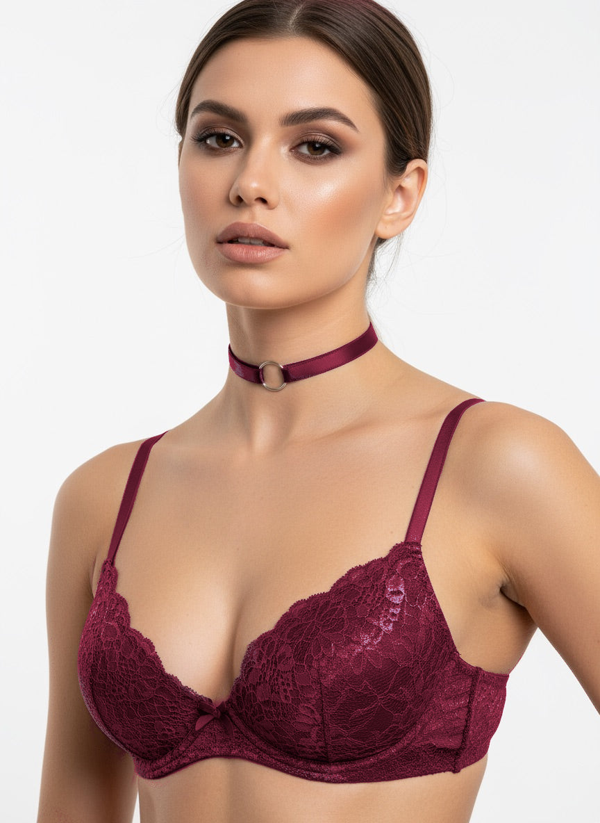 Choker z Metalowym Kółkiem - Wiśniowy - Selfish