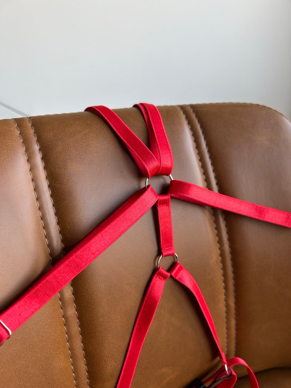 Materiałowy Harness na Całe Ciało - Czerwony - Selfish