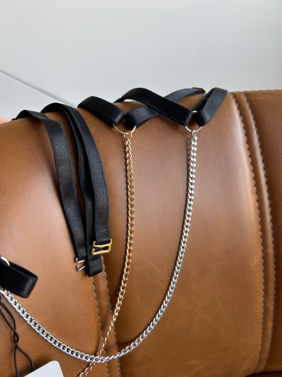 Choker z Długim Łańcuszkiem - Czarny - Selfish