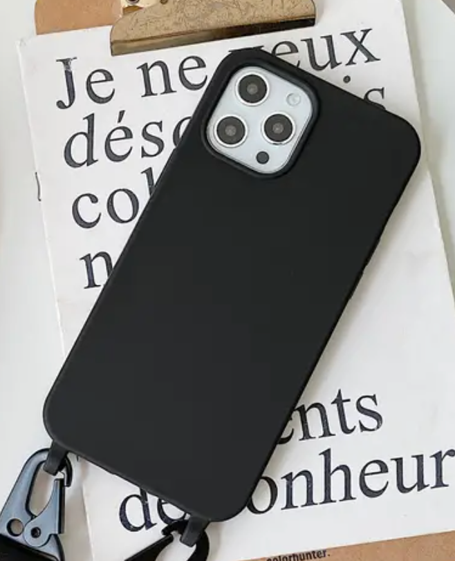 Funda para teléfono con soportes para cinturón - Negro