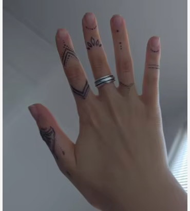 Tatuaż Półtrwały (Tymczasowy) - Symbole Orientalne na Palce - Selfish