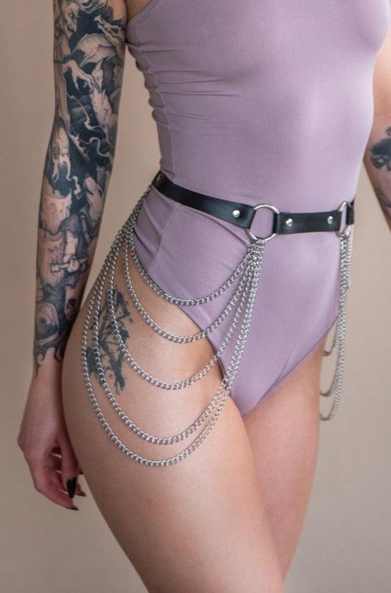 Skórzany Pas z Łańcuszkami Rainbow.