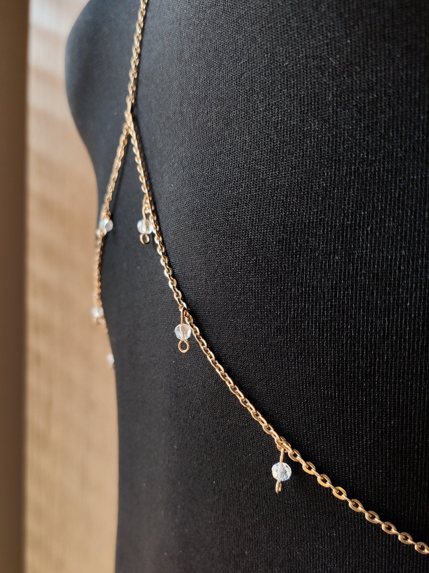 Body Chain - Naszyjnik na Ciało ze Stali Szlachetnej z Koralikami 07 - Selfish