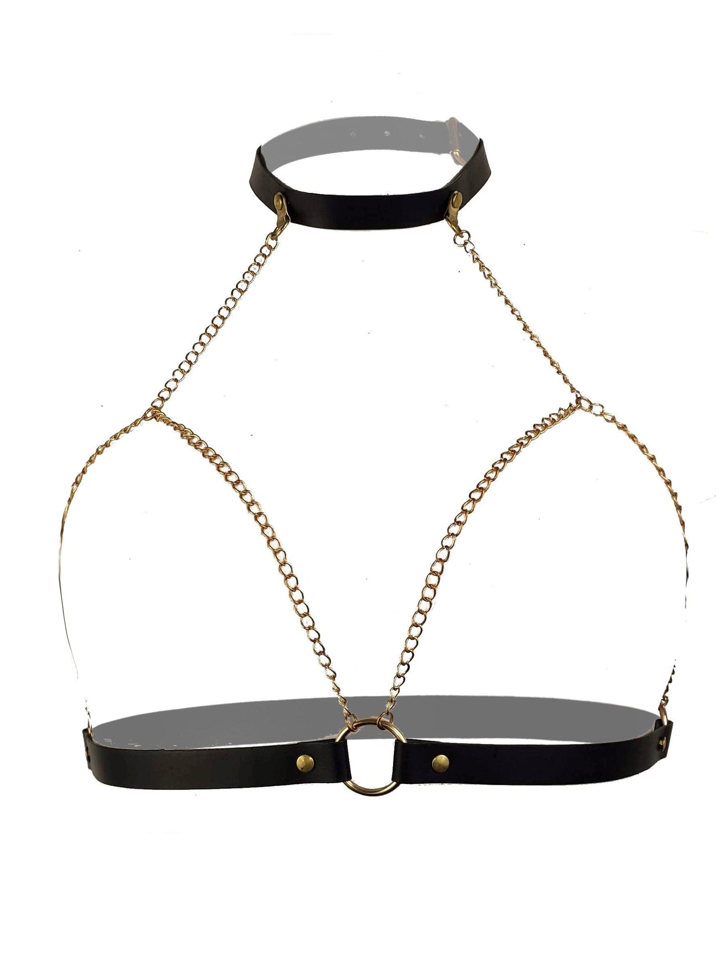 Skórzana Uprząż na Biust z Łańcuszkami - DarkLala