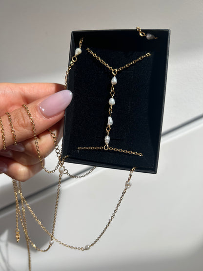 Body Chain - Naszyjnik na Ciało ze Stali Szlachetnej  - Perłowy