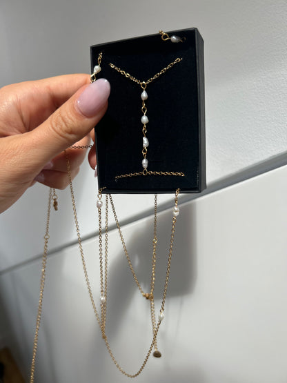 Body Chain - Naszyjnik na Ciało ze Stali Szlachetnej  - Perłowy