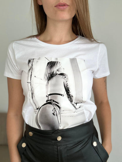 T-shirt med tryck - Harness 02 Black &amp; White