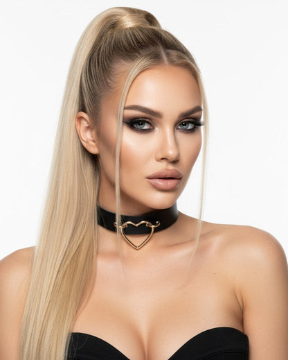 Sway - Dámský kožený obojek se srdíčkem