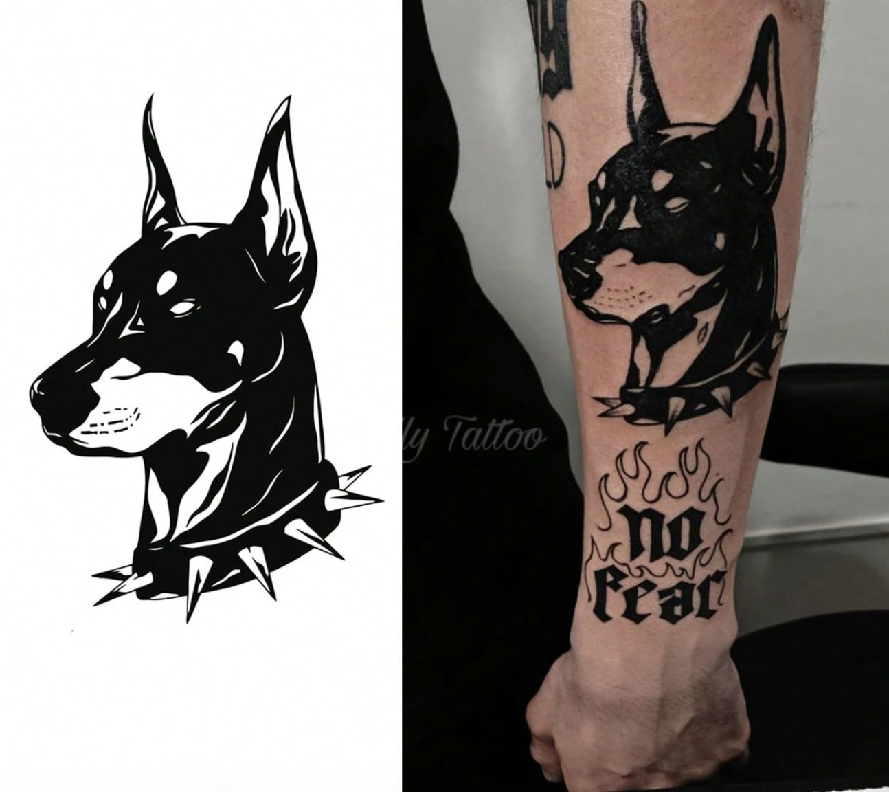 Halbpermanentes (temporäres) Tattoo – Dobermann