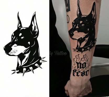 Halbpermanentes (temporäres) Tattoo – Dobermann