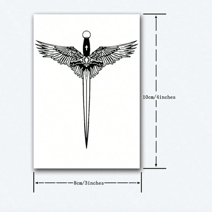 Semi-permanent (midlertidig) tatovering - Dolksverd med vinger