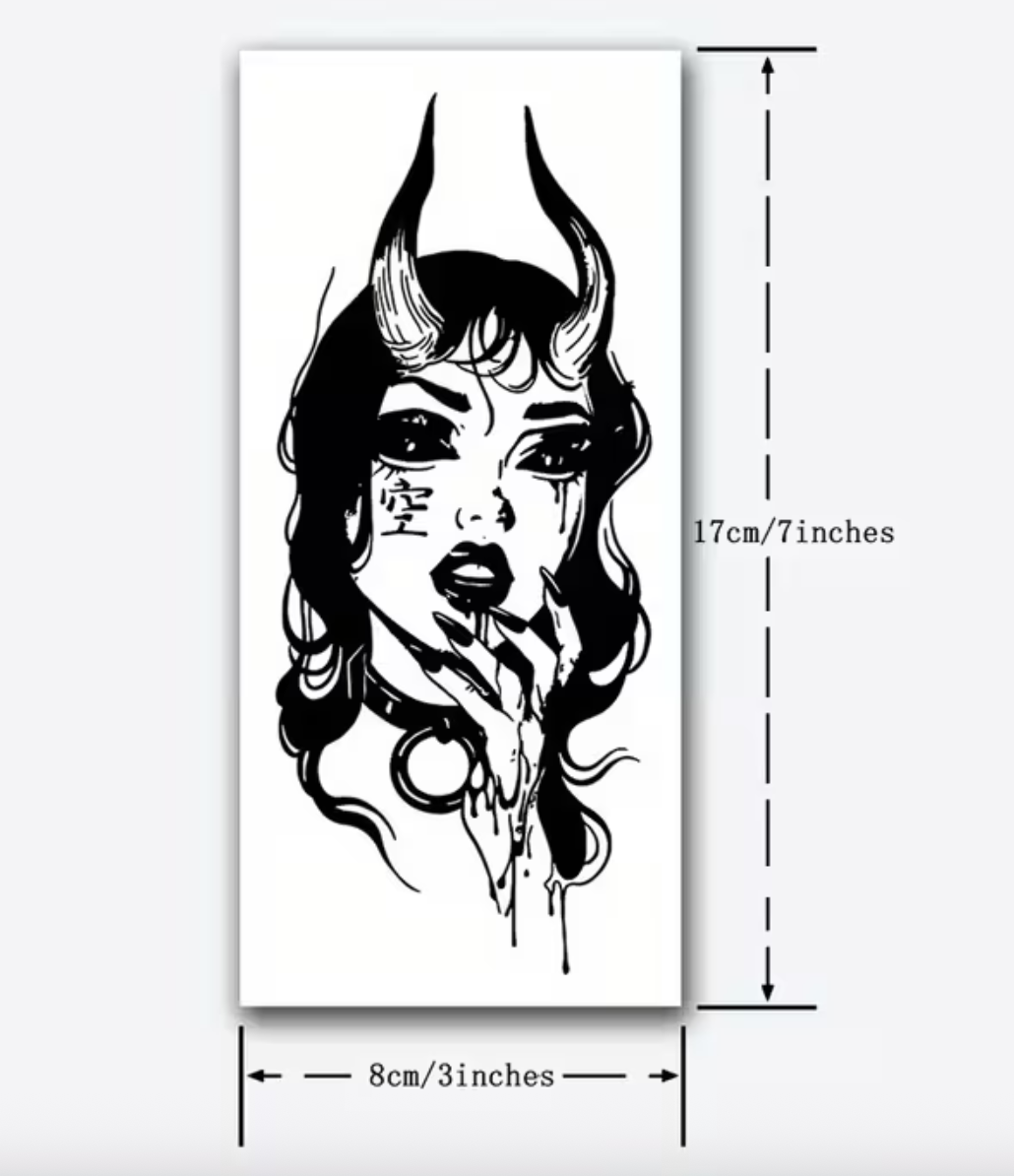 Tatouage semi-permanent (temporaire) - Femme démoniaque