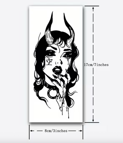 Tatouage semi-permanent (temporaire) - Femme démoniaque