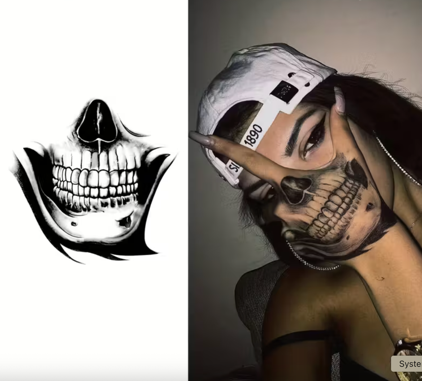 Tatouage semi-permanent (temporaire) - Tête de mort sur la main