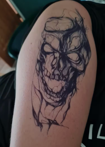 Semi-permanente (tijdelijke) tatoeage - Schedeldemon