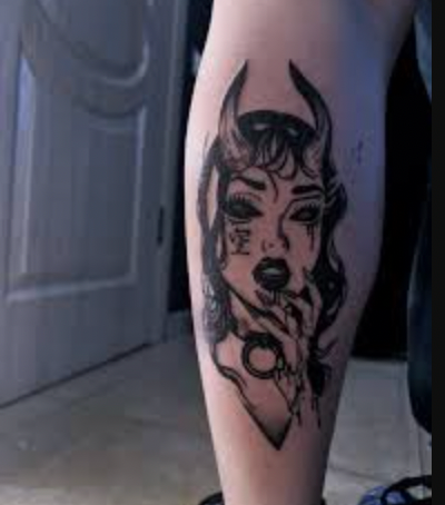 Tatouage semi-permanent (temporaire) - Femme démoniaque