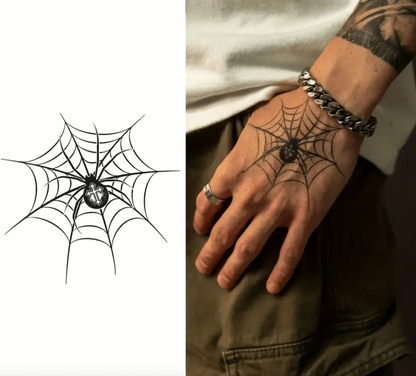 Semi-permanent (midlertidig) tatovering - Edderkopp og nett