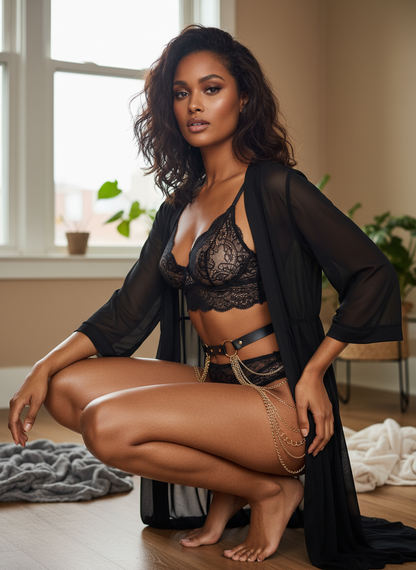 Crave – Women's Leather Belt with Chains for Hips