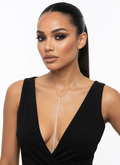 Řetízek na tělo - Náhrdelník na tělo s kubickým zirkonem
