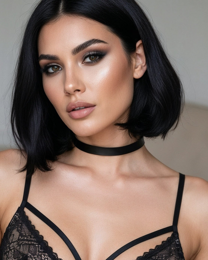 Skórzany Gruby Szeroki Czarny Choker Na Szyję - Selfish